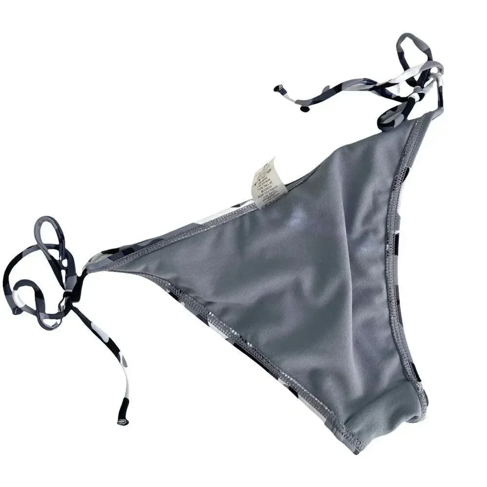 Damsel Rachael Black & White Camo Super Cheeky Bikini Bottoms in Size M